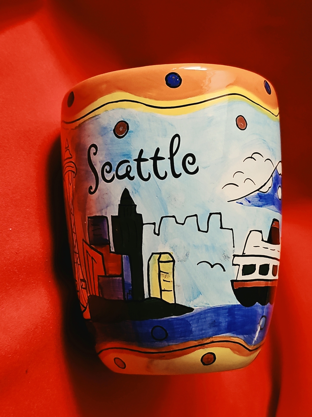 Colorful Seattle Travel Souvenir Hand-Painted Ceramic Mug - Scemic Spots